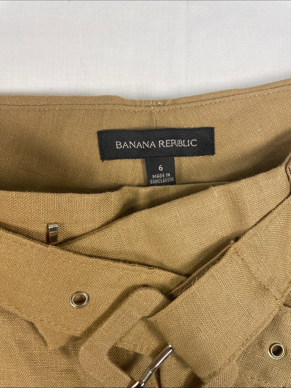 Banana Republic Camel Pleated Belted Bermuda goucho linen structured minimalist - Picture 4 of 8